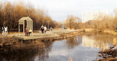 Improvement-2021. Yauza Park. Floodplain of the Chermyanka river